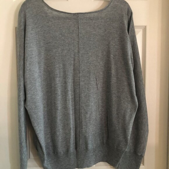 Gap BNWT long-sleeve cotton/wool blend soft gray v neck dolman style sweater XL - Picture 4 of 4